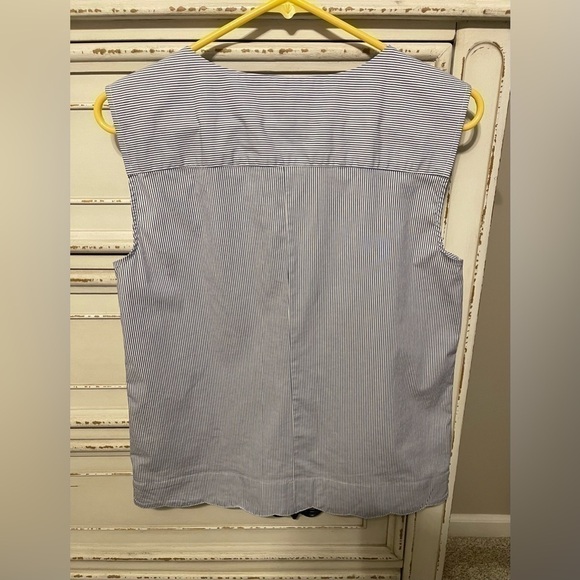 J Crew blue and white striped sleeveless shirt - Picture 5 of 8
